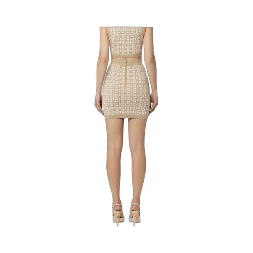 Elisabetta Franchi Monogram-Jacquard Ribbed Mini Skirt