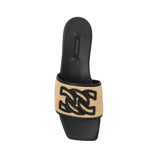 Casadei Portofino Logo-Patch Square-Toe Slides