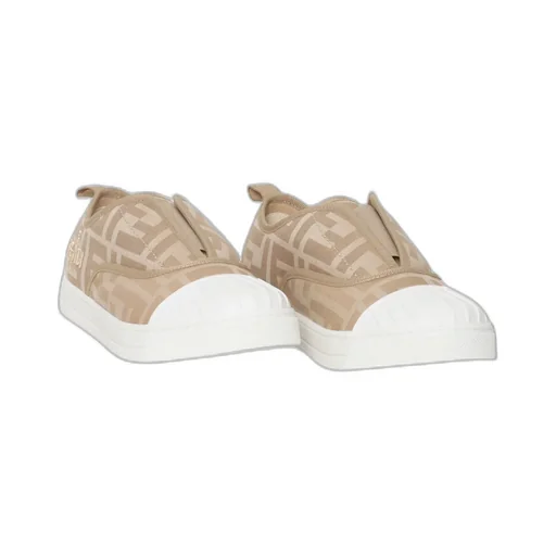Fendi Kids Logo Embroidered Round Toe Sneakers