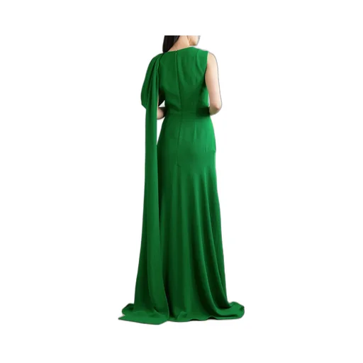 Crystal-Embellished Drape-Shoulder Gown