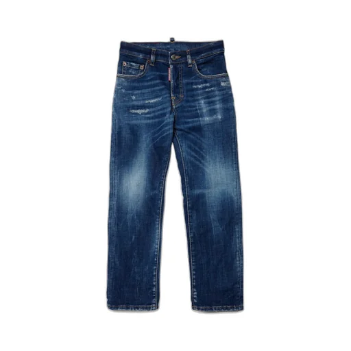 Distressed-Effect Straight-Leg Jeans
