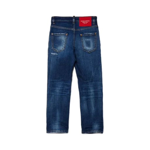 Distressed-Effect Straight-Leg Jeans