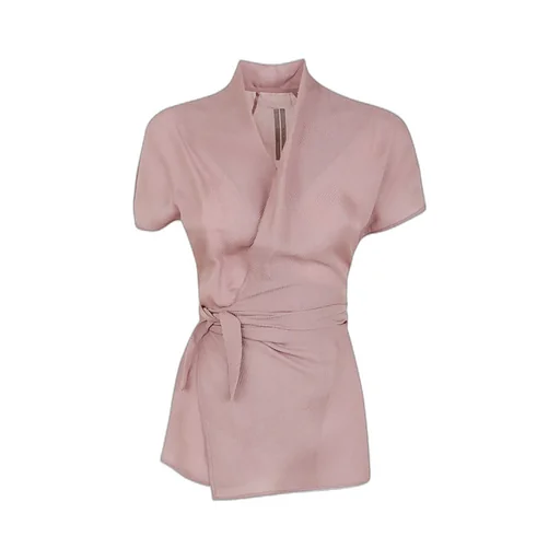 Waffle-Effect Wrap Blouse