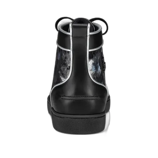Graphic-Print Leather Boots