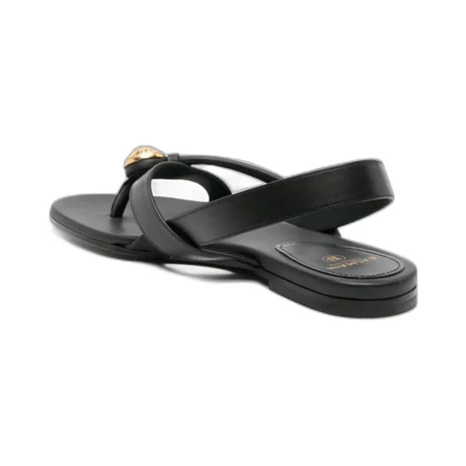 Balmain Embossed Button Thong Strapped Sandals