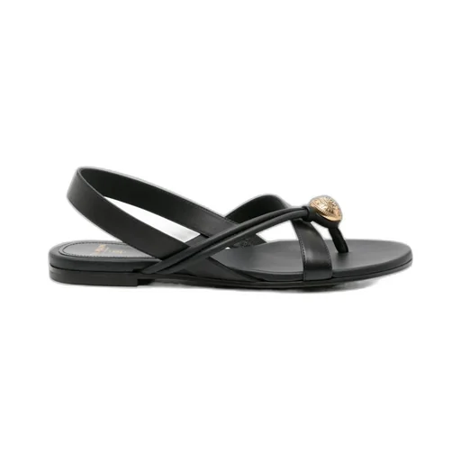Balmain Embossed Button Thong Strapped Sandals