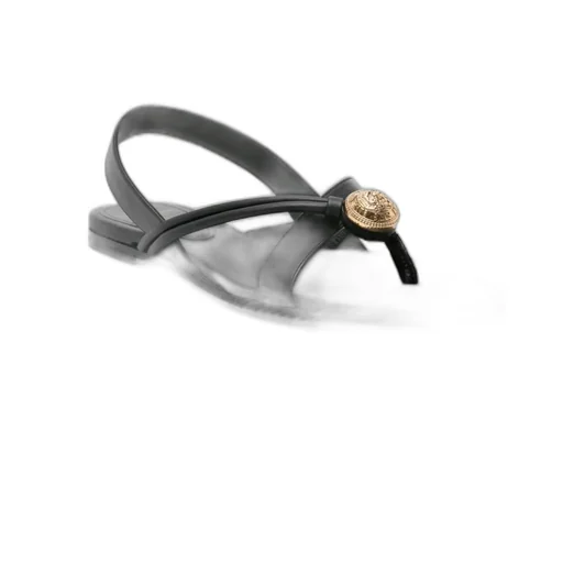 Balmain Embossed Button Thong Strapped Sandals