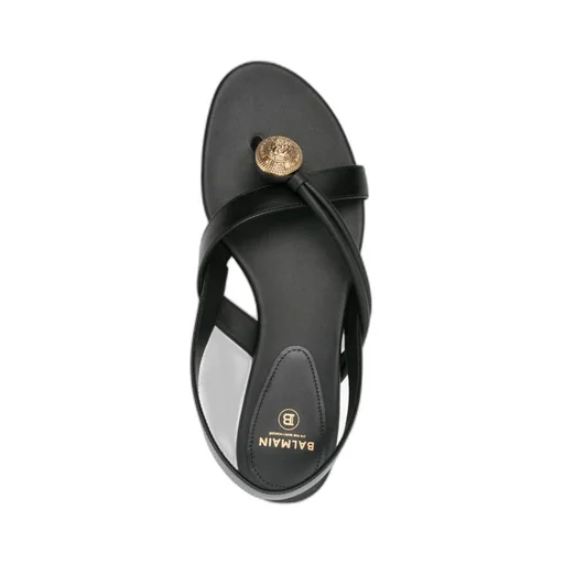 Balmain Embossed Button Thong Strapped Sandals