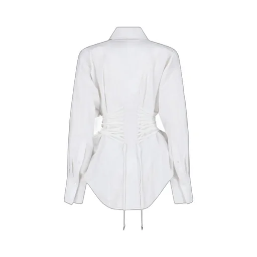 Mugler Ruched Corset-Waist Shirt