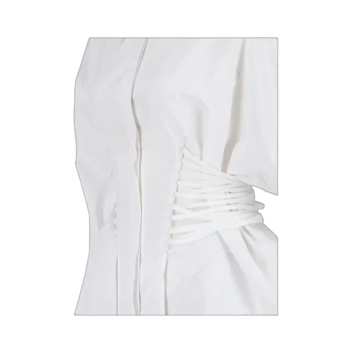 Mugler Ruched Corset-Waist Shirt