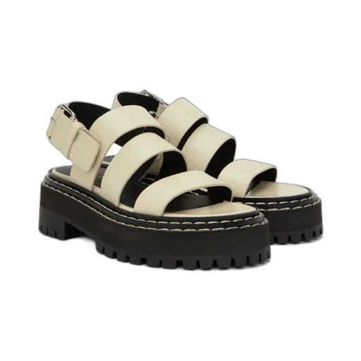 Stitch Details Open-Toed High-Heeled Sandals