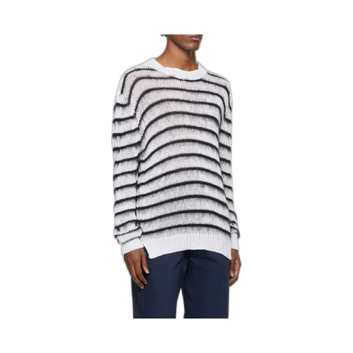 Striped Open-Knit Jumper