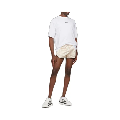 Elastic Waist And Curved Hem Shorts