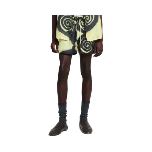 Amil Spiral-Print Silk Shorts