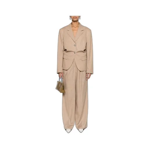 Wide-Leg Textured Trousers