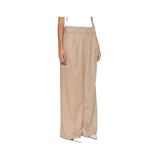 Wide-Leg Textured Trousers