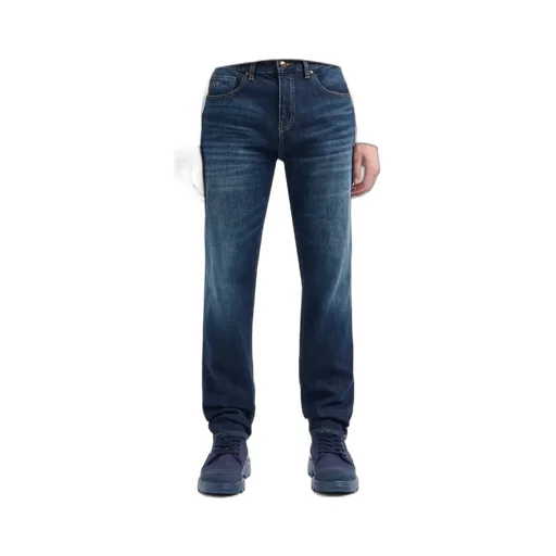 Low-Waist Button Denim Trousers