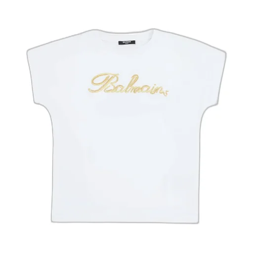 Balmain Kids Logo Embroidered Crewneck T-Shirt