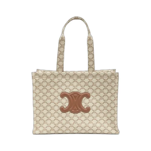 Large Cabas Thais In Textile With Triomphe Canvas Print And Calfskin