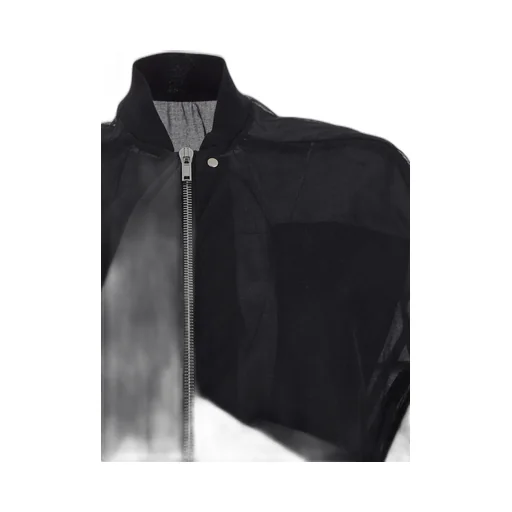 Rick Owens Tulle-Overlayed Zipped Coat