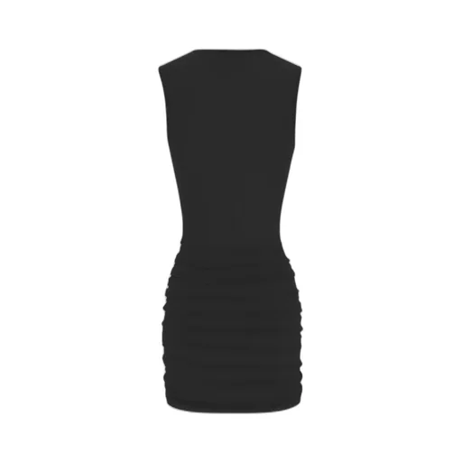 Saint Laurent Crewneck Ruched Detailed Mini Dress