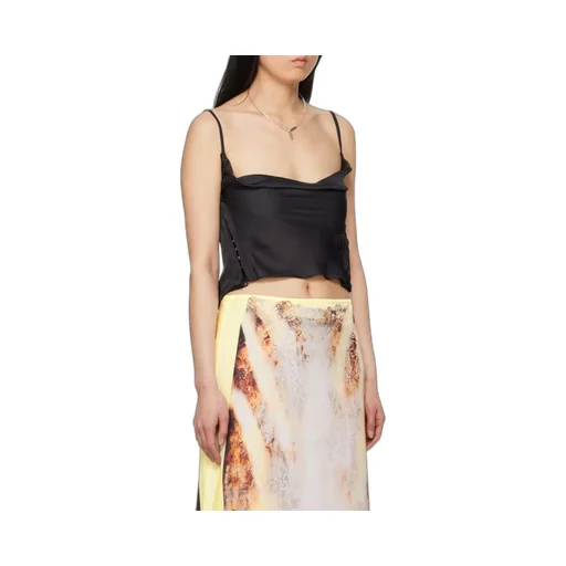 Sheer-Lace Draped Top