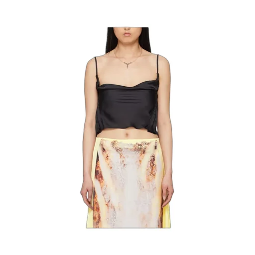 Sheer-Lace Draped Top