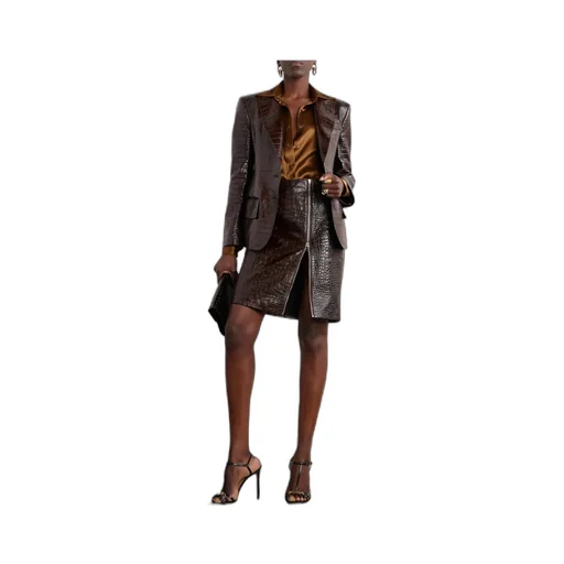 Snakeskin-Effect Leather Blazer