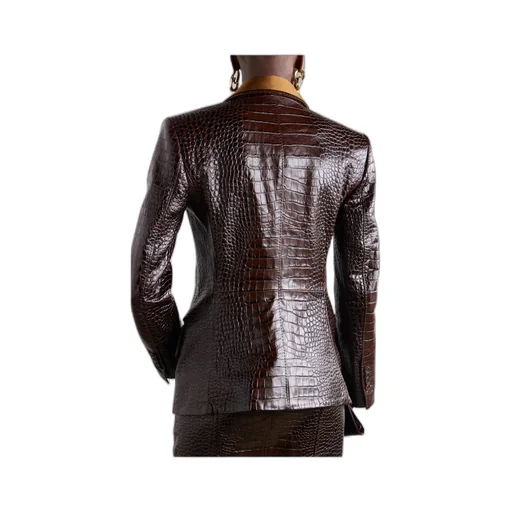 Snakeskin-Effect Leather Blazer