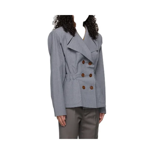 Gingham-Check Elasticated-Waist Blazer