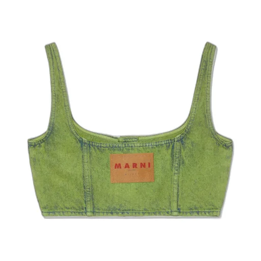 Marni Logo Patch Denim Crop Top