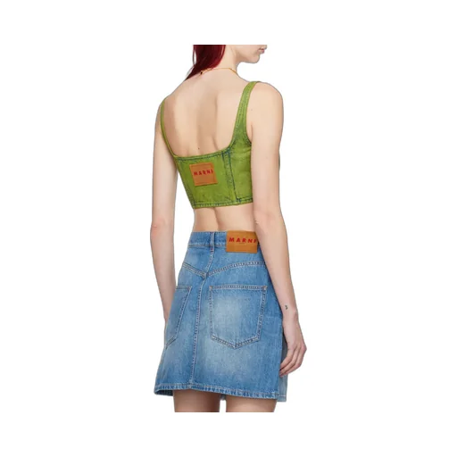 Marni Logo Patch Denim Crop Top
