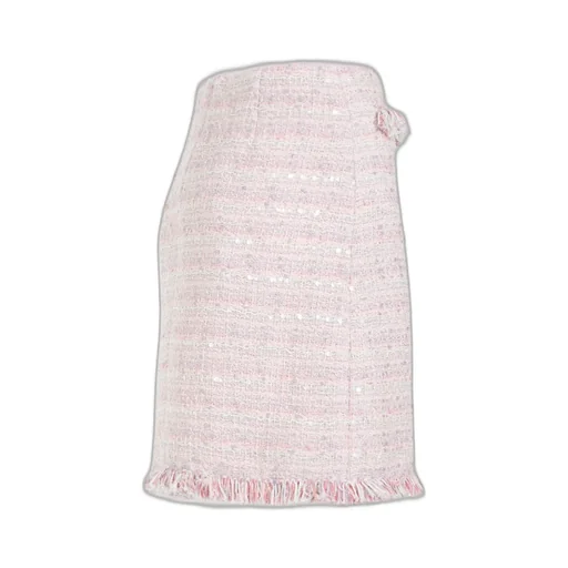 Frayed High-Waist Tweed Miniskirt