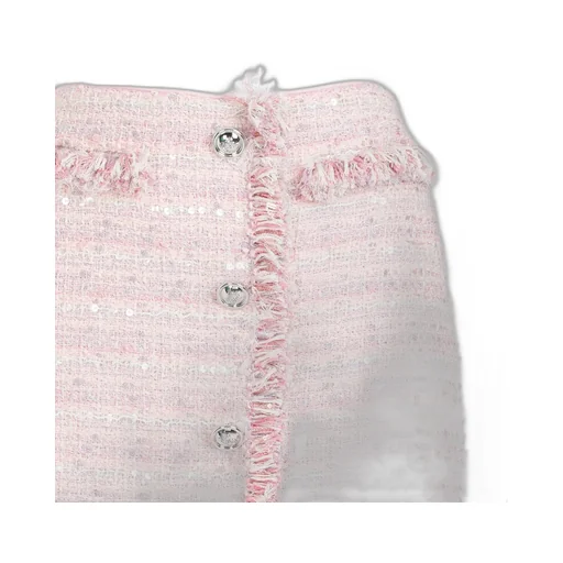 Frayed High-Waist Tweed Miniskirt