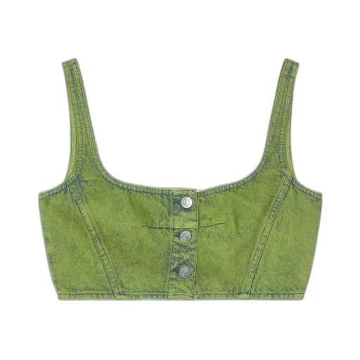 Marni Logo Patch Denim Crop Top