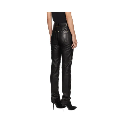 Balmain High Waist Tapered Leg Leather Pants