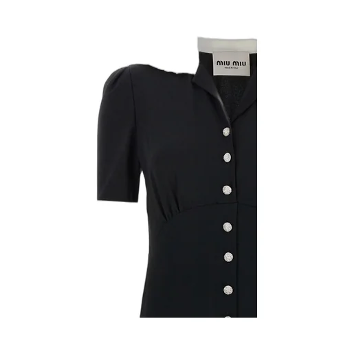Miu Miu Embellished Short-Sleeved Flared Dress