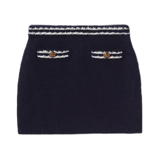 Miu Miu Logo-Embroidered Stripe-Trim Knitted Mini Skirt