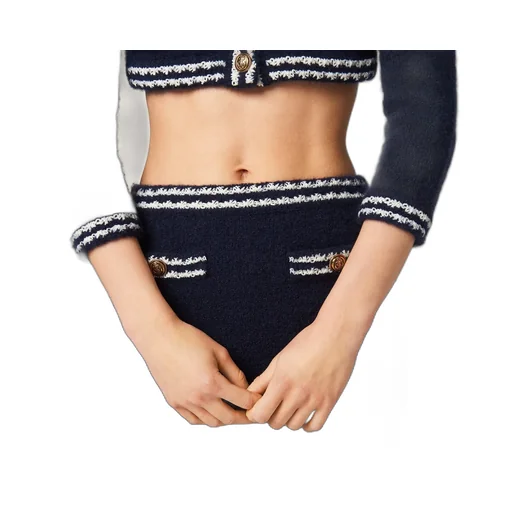 Miu Miu Logo-Embroidered Stripe-Trim Knitted Mini Skirt