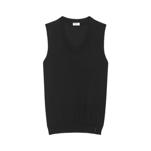 Saint Laurent Le Cassandre Logo Plaque Knitted Vest