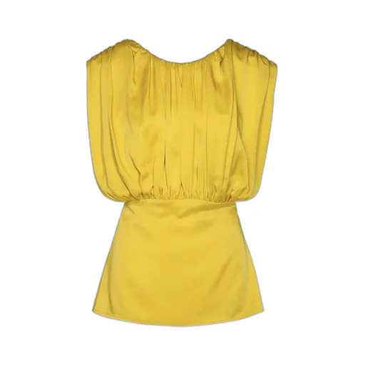 Jil Sander Gathered V-Back Satin Top