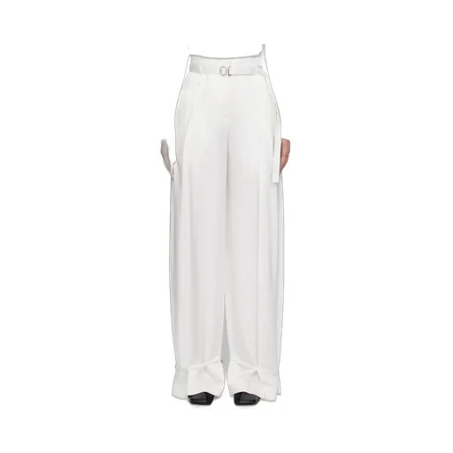 Crepe Pleated Straight Trousers
