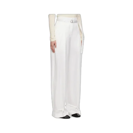 Crepe Pleated Straight Trousers