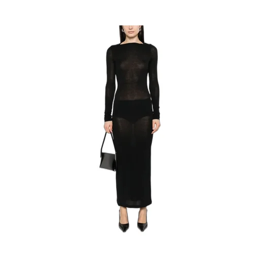 Saint Laurent Cut-Out Long-Sleeved Dress
