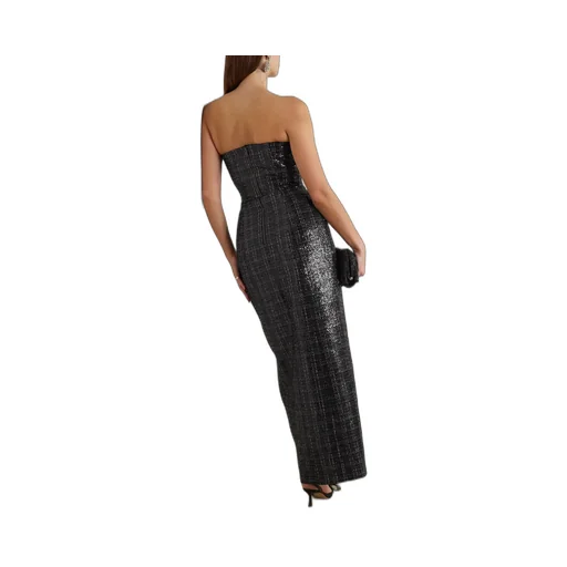 Balmain Tweed Sequinned Embellished Strapless Dress