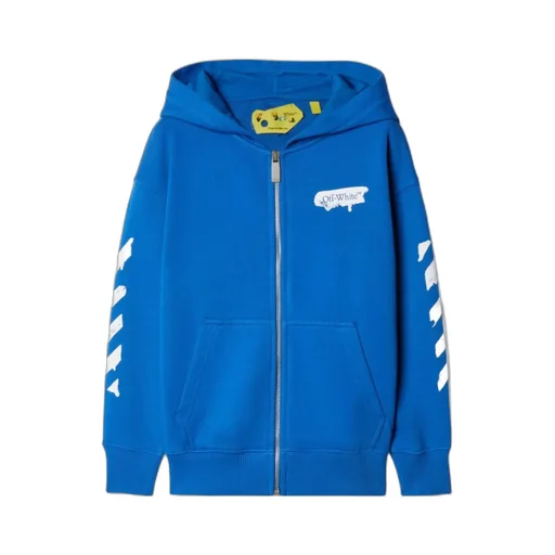 Off-White Kids Paint Graphic Printed Zipped Hoodie