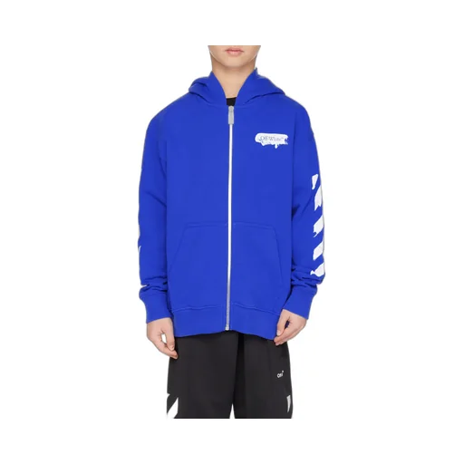 Off-White Kids Paint Graphic Printed Zipped Hoodie