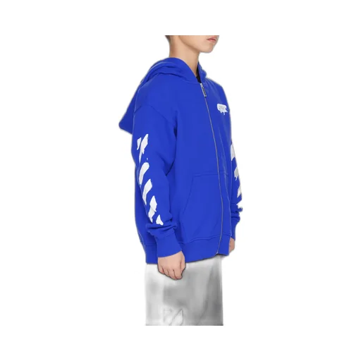 Off-White Kids Paint Graphic Printed Zipped Hoodie
