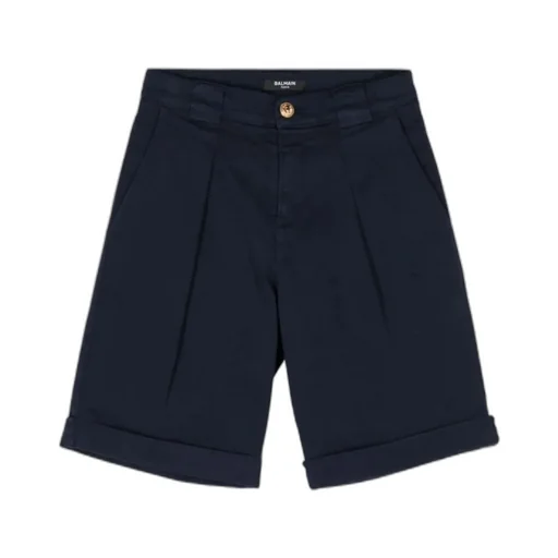 Inverted-Pleat Twill Shorts