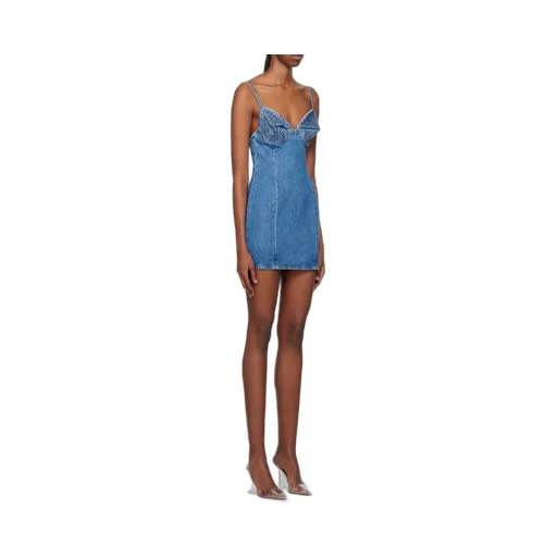 Area Embellished Sleeveless Denim Mini Dress
